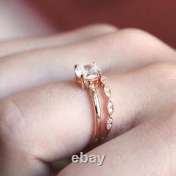 Bridal Set Ring 3CT Round Cut Real Lab Created Moissanite 14K rose Gold Plated