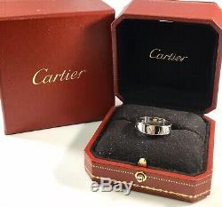 CARTIER 3 x DIAMOND LOVE band ring 18k white GOLD Box & certificate (Size 58)