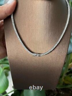 Certificate 3mm 16 Ct Round Cut Moissanite Tennis Necklace 14K White Gold Plated