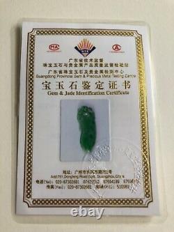 Certificate Antique Nature jade pendant 14K yellow gold