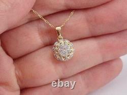 Certificate Natural Moissanite Women Pendant 14K Yellow Gold Plated Free Chain