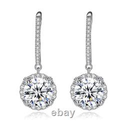 Certified 4 Carats 8Mm Moissanite Diamond Earrings for Women 100% 925 Sterling
