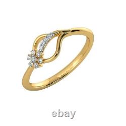 Certified Natural Diamond Flower Design Womens Ring In 18K Fine Yellow Gold