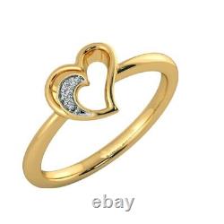 Certified Natural Diamond Heart Design Womens Ring In 18K Fine Yellow Gold