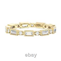 Channel Set Round and Baguette Cut Diamond Full Eternity Ring in 18K Yellow Gold