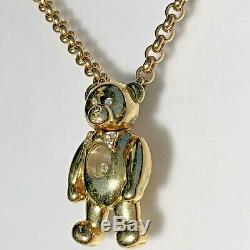 Chopard 18K Yellow Gold Happy Diamond Teddy Bear Pendant Necklace + Certificate