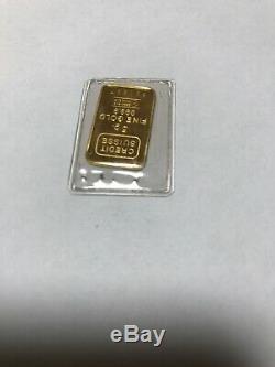 Credit Suisse 5g Gram Vintage Fine Gold Bar 999.9 Including Assay Certificate