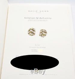 DAVID WEBB 18K Gold White Enamel Clip On Earrings with Certificate of Authenticity
