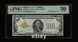 DBR 1928 $100 Gold Certificate Fr. 2405 PMG 30 Serial A00675424A