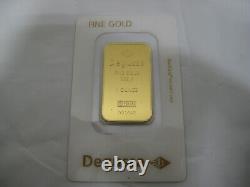Degussa 1 ounce 999.9 Fine Gold Bar pure 24 K gold bar sealed with certificate