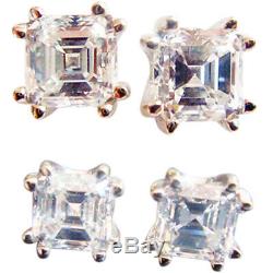 Diamond Earrings 2ct Asscher Cut w Certificate H Color VS2 Gold (4946)