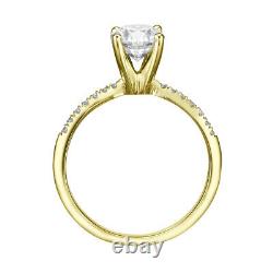 Diamond Engagement Ring Round Solitaire Accented Vvs1 D 1.63 Ct 18k Yellow Gold