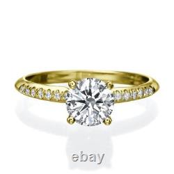 Diamond Engagement Ring Round Solitaire Accented Vvs1 D 1.63 Ct 18k Yellow Gold