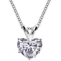 Diamond Heart Pendant Love Necklace VS1 D 1 Carat 14K White Gold + Certificate