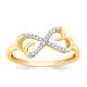 Diamond Ring Heart Infinity Band Solid 14k Yellow Gold Fine Jewelry Gift For Her