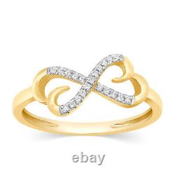 Diamond Ring Heart Infinity Band Solid 14k Yellow Gold Fine Jewelry Gift For Her
