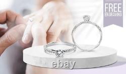Engagement Set Ring 14K White Gold Plated 5CT Pear Cut Lab Created Moissanite