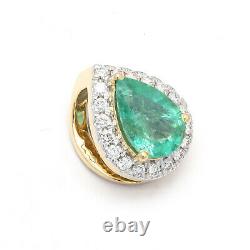 FINE 14K Emerald + Diamond Pendant 1.38 CTS with IGI certificate
