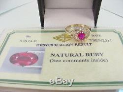 FINE COLOR NATURAL RUBY CERTIFICATE NO HEAT. 55 CT with. 48 TCW DIA'S 14K GOLD