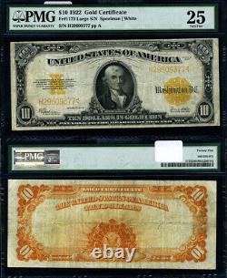 FR. 1173 $10 1922 Gold Certificate PMG VF25
