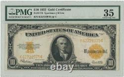 FR. 1173 1922 $10 Gold Certificate PMG VF35 948736-36