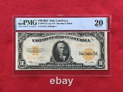 FR-1173 1922 Series $10 Ten Dollar Gold Certificate PMG 20 Very Fine
