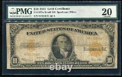 FR. 1173a 1922 $10 TEN DOLLARS GOLD CERTIFICATE CURRENCY NOTE PMG VERY FINE-20