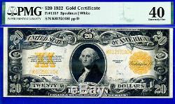 FR-1187 1922 $20 (Gold Cerificate) PMG Extremely Fine 40 # K61250180