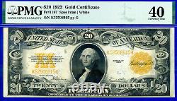 FR-1187 1922 $20 (Gold Certificate) PMG Extremely Fine 40 # K52508915