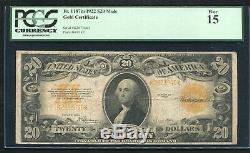 FR. 1187m 1922 $20 TWENTY DOLLARS GOLD CERTIFICATE CURRENCY NOTE PCGS FINE-15