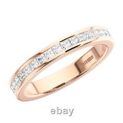 F/VS, 0.50Ct 100% Natural Princess Cut Diamonds Half Eternity Ring, 18K Rose Gold