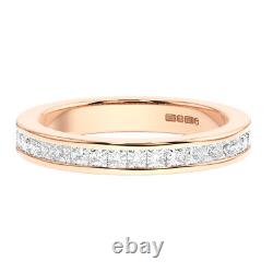 F/VS, 0.50Ct 100% Natural Princess Cut Diamonds Half Eternity Ring, 18K Rose Gold