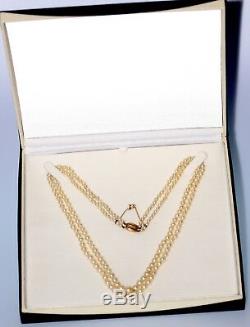 Fab 9ct Gold Art Deco Ciro Rose Pearl Necklace Fh Certificate Ppta 20 Long J4u