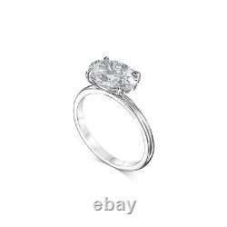 Fine 14k White Gold Ring D VVS1 2 Ct Oval Cut Lab Created Diamond Gift For Mom
