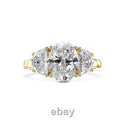 Fine 14k White Gold Ring E VVS2 4 Ct Oval Cut Lab Created Diamond Women Jewelry