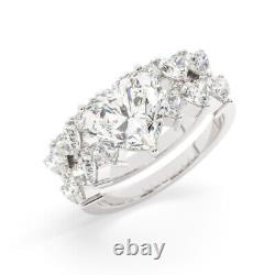 Fine 14k White Gold Ring E VVS2 5 Carat Heart Cut Lab Created Diamond Love Gift