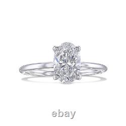 Fine 14k White Gold Ring F VS1 1 Ct Oval Cut Lab-created Diamond Gift For Her