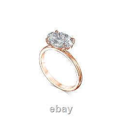 Fine 14k White Gold Ring F VS1 2 Ct Oval Shape Lab Created Diamond Gift For Her