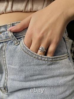 Fine 14k White Gold Ring G VS2 3 Ct Round Shape Lab-created Diamond Love Gift