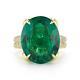 Fine 16.47 ct Oval Cut Emerald & Diamond 18K yellow Gold Ring WithGIA CERTIFICATE