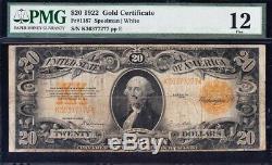 Fine Graded 1922 $20 GOLD CERTIFICATE! PMG 12! FREE SHIPPING! K36377277