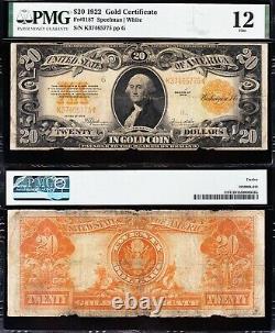 Fine graded 1922 $20 GOLD CERTIFICATE! PMG 12! FREE SHIPPING! K37465775