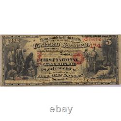 Fr. 1136, 1870 $5 First National Gold Bank, San Francisco PMG VF 25 Very Rare