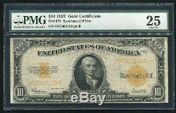 Fr. 1173 1922 $10 Ten Dollars Gold Certificate Currency Pmg Very Fine-25
