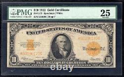 Fr. 1173 1922 $10 Ten Dollars Gold Certificate Note Hillegas Pmg Very Fine-25