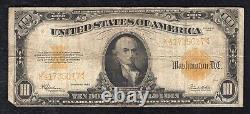 Fr. 1173 1922 $10 Ten Dollars Hillegas Gold Certificate Currency Note Vf (c)