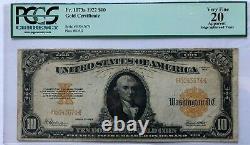 Fr. 1173 A- 1922 $10.00 Gold Certificate Large Note Pcgs Very Fine 20