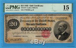 Fr. 1178 1882 $20 Gold Certificate PMG Choice Fine 15