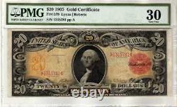 Fr. 1179 $20 1905 Technicolor Gold Certificate PMG Very Fine 30