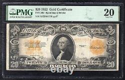 Fr. 1187 1922 $20 Twenty Dollars Gold Certificate Note Pmg Very Fine-20